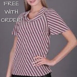 🆕 Meinsang patterned short sleeve plus size collared blouse red …